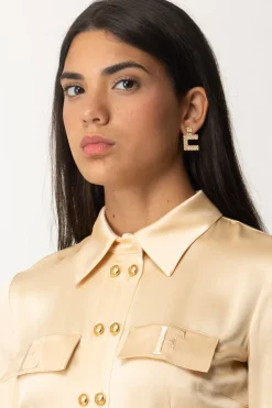 Elisabetta Franchi Orecchini Logo con StrassORO GIALLO/LIGHT PEACH