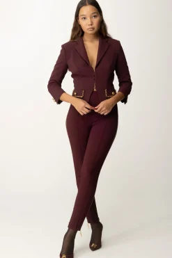 Elisabetta Franchi Pantalone Dritto con ZipROUGE NOIR