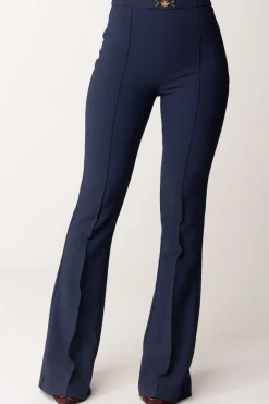 Elisabetta Franchi Pantaloni In Crepe Stretch con Morsetto In VitaNAVY