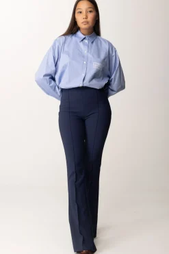 Elisabetta Franchi Pantaloni In Crepe Stretch con Morsetto In VitaNAVY