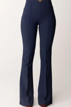 Elisabetta Franchi Pantaloni In Crepe Stretch con Morsetto In VitaNAVY