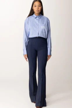 Elisabetta Franchi Pantaloni In Crepe Stretch con Morsetto In VitaNAVY