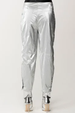 Elisabetta Franchi Pantaloni Boyfriend MetallizzatiARGENTO