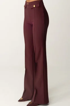 Elisabetta Franchi Pantaloni Stretch con Logo In VitaROUGE NOIR