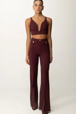 Elisabetta Franchi Pantaloni Stretch con Logo In VitaROUGE NOIR