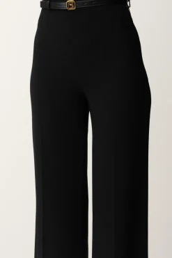 Elisabetta Franchi Pantaloni Palazzo In Raso con CinturaNERO