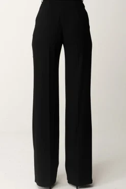 Elisabetta Franchi Pantaloni Palazzo In Raso con CinturaNERO