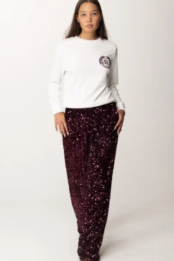 Elisabetta Franchi Pantaloni In Ciniglia Full PaillettesROUGE NOIR