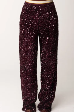 Elisabetta Franchi Pantaloni In Ciniglia Full PaillettesROUGE NOIR