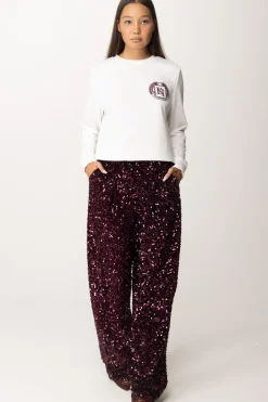 Elisabetta Franchi Pantaloni In Ciniglia Full PaillettesROUGE NOIR