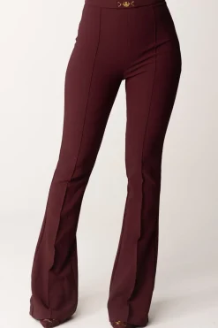 Elisabetta Franchi Pantaloni In Crepe Stretch con Morsetto In VitaROUGE NOIR