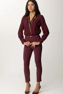 Elisabetta Franchi Pantaloni Dritti In Tessuto TecnicoROUGE NOIR