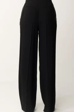 Elisabetta Franchi Pantaloni Palazzo In Satin con MorsettoNERO/BURRO