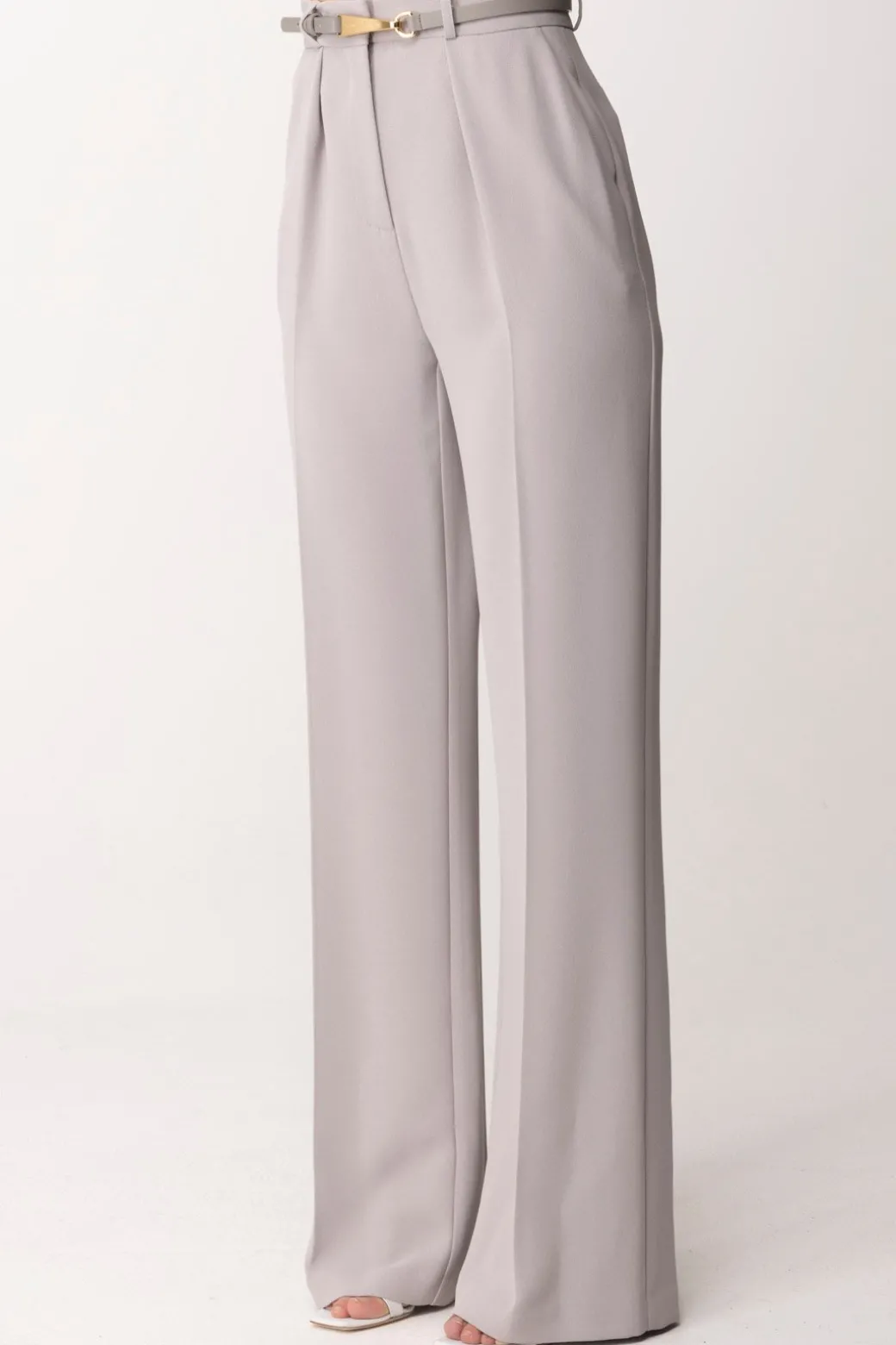 Elisabetta Franchi Pantalone Dritti con CinturaPERLA