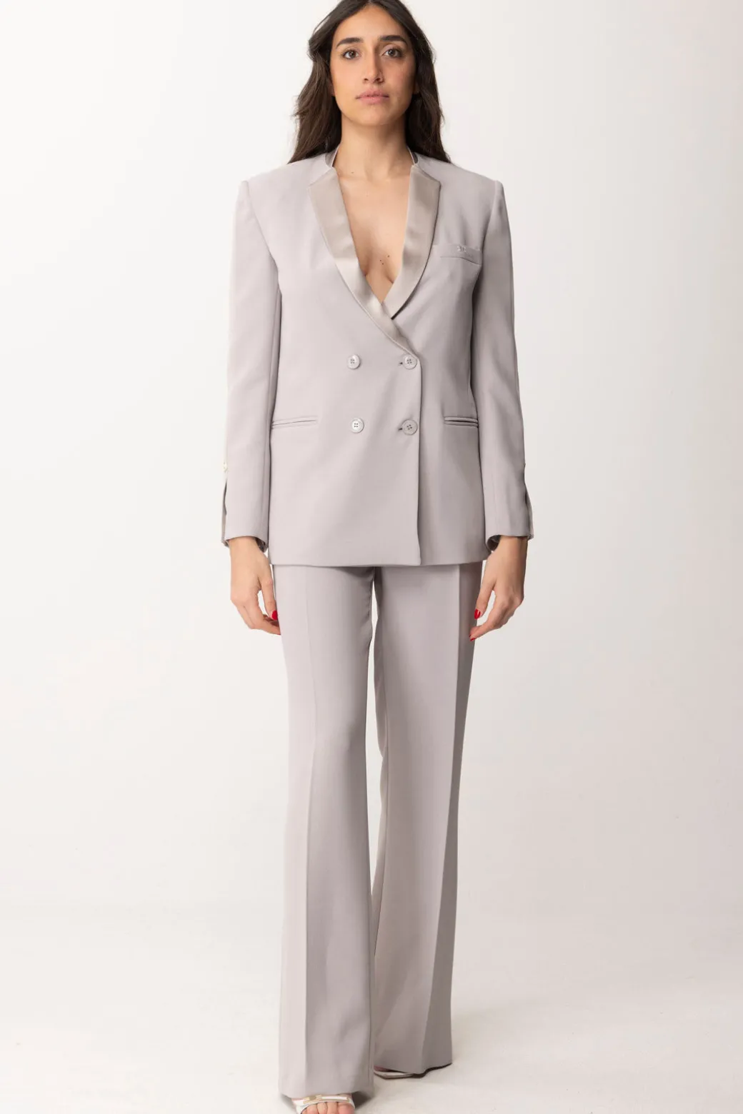 Elisabetta Franchi Pantalone Dritti con CinturaPERLA