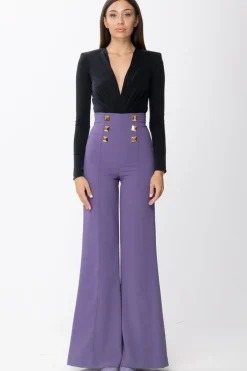 Elisabetta Franchi Pantaloni Palazzo con Maxi BorchieAMETISTA