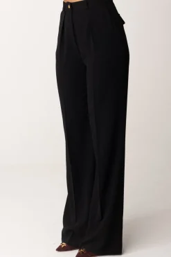Elisabetta Franchi Pantaloni Dritti con Pinces e LogoNERO