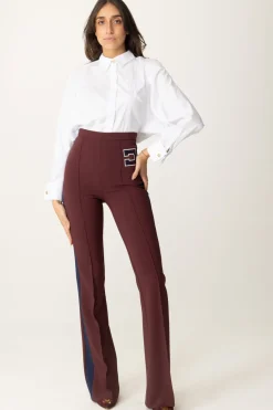 Elisabetta Franchi Pantaloni Svasati con Bande a ContrastoROUGE NOIR/NAVY