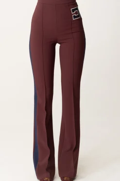 Elisabetta Franchi Pantaloni Svasati con Bande a ContrastoROUGE NOIR/NAVY