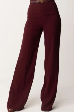 Elisabetta Franchi Pantaloni Palazzo In Raso con CinturaROUGE NOIR