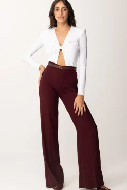 Elisabetta Franchi Pantaloni Palazzo In Raso con CinturaROUGE NOIR