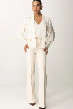 Elisabetta Franchi Pantaloni Palazzo In Doppio Crêpe StretchBURRO
