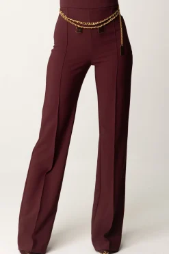 Elisabetta Franchi Pantaloni Palazzo con Catena e CharmsROUGE NOIR