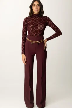 Elisabetta Franchi Pantaloni Palazzo con Catena e CharmsROUGE NOIR