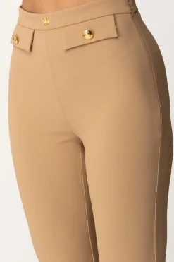 Elisabetta Franchi Pantaloni Dritti con Fascione con LogoCAMEL