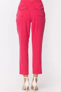 Elisabetta Franchi Pantaloni a Sigaretta con Ricami Sulle TascheFUXIA/BURRO