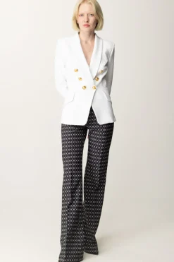 Elisabetta Franchi Pantaloni Stampa Rombo con CatenaNERO/BURRO