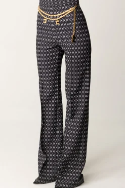 Elisabetta Franchi Pantaloni Stampa Rombo con CatenaNERO/BURRO