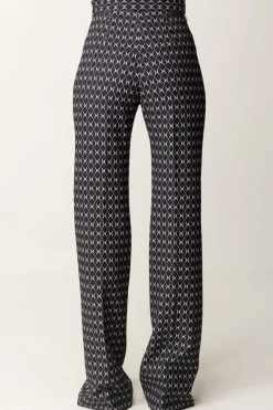 Elisabetta Franchi Pantaloni Stampa Rombo con CatenaNERO/BURRO