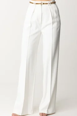 Elisabetta Franchi Pantaloni Dritti con CinturaAVORIO