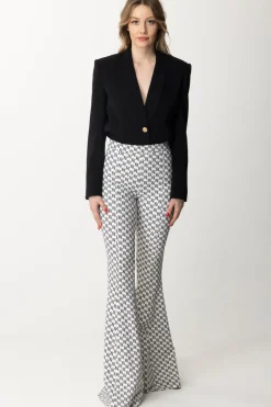 Elisabetta Franchi Pantaloni a Zampa MonogramBURRO/NERO
