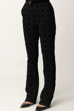 Elisabetta Franchi Pantaloni con Stampa Flock e CinturaNERO