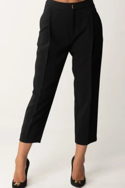 Elisabetta Franchi Pantaloni Crop con Pinces e Stiro PiegaNERO