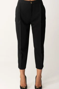 Elisabetta Franchi Pantaloni Crop con Pinces e Stiro PiegaNERO
