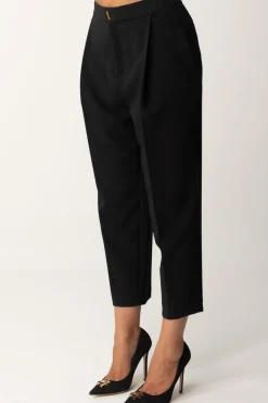 Elisabetta Franchi Pantaloni Crop con Pinces e Stiro PiegaNERO