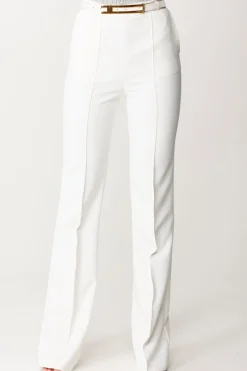 Elisabetta Franchi Pantalone In Crêpe con CinturaAVORIO