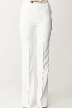 Elisabetta Franchi Pantalone In Crêpe con CinturaAVORIO