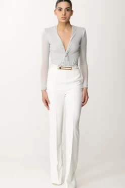 Elisabetta Franchi Pantalone In Crêpe con CinturaAVORIO