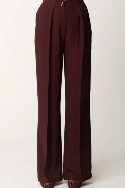 Elisabetta Franchi Pantalone Dritto In Crêpe Enver SatinROUGE NOIR