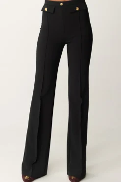 Elisabetta Franchi Pantaloni Stretch con Logo In VitaNERO