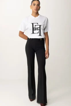 Elisabetta Franchi Pantaloni Stretch con Logo In VitaNERO