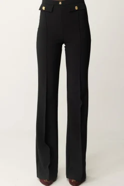 Elisabetta Franchi Pantaloni Stretch con Logo In VitaNERO