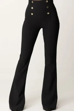 Elisabetta Franchi Pantaloni a Zampa con Fascione In RasoNERO