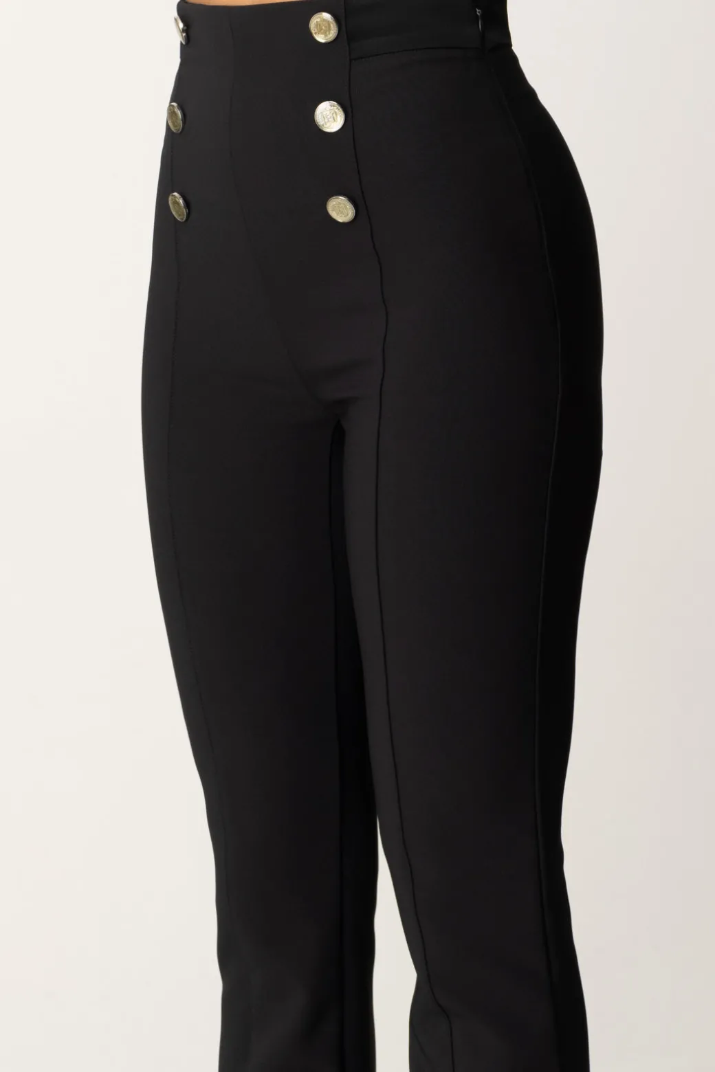 Elisabetta Franchi Pantaloni a Zampa con Fascione In RasoNERO