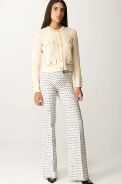 Elisabetta Franchi Pantaloni Stampa Rombo con CatenaBURRO/NERO