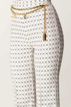 Elisabetta Franchi Pantaloni Stampa Rombo con CatenaBURRO/NERO